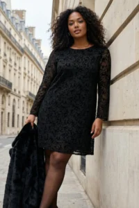 Trendyol Curve Black Tulle Short/Mini Knitting Plus Size Dress - Image 2