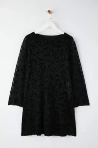 Trendyol Curve Black Tulle Short/Mini Knitting Plus Size Dress - Image 3