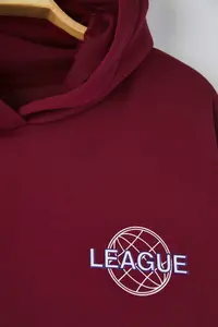 Trendyol Curve Burgundy Back Print Detailed Hooded Thick Fleece Inside Knitting Plus Size Sweatshirt - Image 6