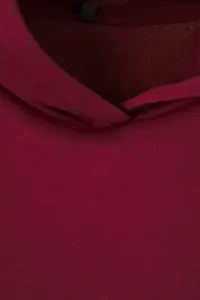 Trendyol Curve Burgundy Back Print Detailed Hooded Thick Fleece Inside Knitting Plus Size Sweatshirt - Image 7