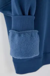 Trendyol Curve Indigo Regular Fit Embroidered Thick Knitting Plus Size Sweatshirt with Fleece Inside - Image 7