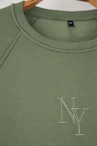 Trendyol Curve Khaki Embroidery Detailed Regular Fit Plus Size Sweatshirt - Image 3