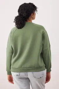 Trendyol Curve Khaki Embroidery Detailed Regular Fit Plus Size Sweatshirt - Image 5