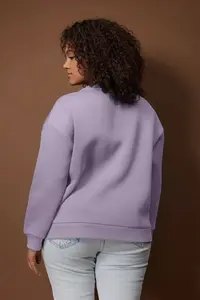 Trendyol Curve Purple Thick Oversized Slogan Embroidered Knitting Plus Size Sweatshirt - Image 4