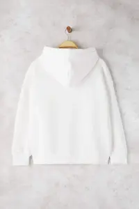 Trendyol Curve Ecru Oversized/Large Cut Embroidered Thick Fleece Inside Knitting Sweatshirt - Image 8