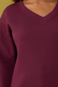 Trendyol Curve Burgundy Collar Basic Plus Size Sweatshirt with Fleece Inside - Image 3