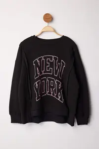 Trendyol Curve Black Eyalet Printed Oversized/Bol Cut Plus Size Sweasthirt - Image 5