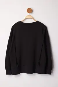 Trendyol Curve Black Eyalet Printed Oversized/Bol Cut Plus Size Sweasthirt - Image 8