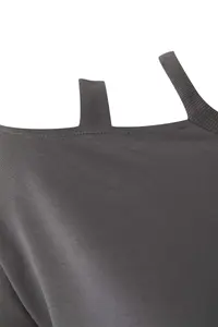 Trendyol Curve Anthracite Crew Neck Cut Out Detailed Knitting Plus Size Sweatshirt - Image 6