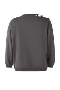Trendyol Curve Anthracite Crew Neck Cut Out Detailed Knitting Plus Size Sweatshirt - Image 7