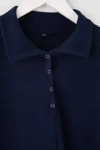 Trendyol Curve Navy Blue Shirt Collar textured Plus Size Sweatshirt - Image 4