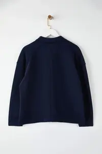 Trendyol Curve Navy Blue Shirt Collar textured Plus Size Sweatshirt - Image 5