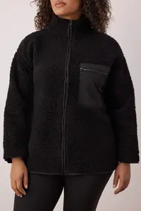 Trendyol Curve Winter Essentials Black Thick Fleece Zippered Dog collar with pocket Knitting Sweatshirt - Image 3