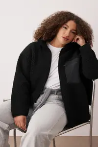 Trendyol Curve Winter Essentials Black Thick Fleece Zippered Dog collar with pocket Knitting Sweatshirt - Image 6