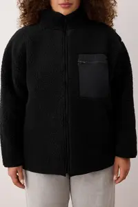 Trendyol Curve Winter Essentials Black Thick Fleece Zippered Dog collar with pocket Knitting Sweatshirt - Image 7