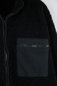Trendyol Curve Winter Essentials Black Thick Fleece Zippered Dog collar with pocket Knitting Sweatshirt - Image 9