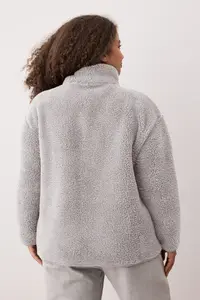 Trendyol Curve Winter Essentials Gray Thick Fleece Zippered Dog collar with pocket Knitting Sweatshirt - Image 5