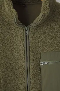 Trendyol Curve Winter Essentials Khaki Thick Fleece Zippered Dog collar with pocket Knitting Sweatshirt - Image 8