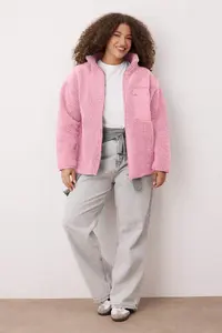 Trendyol Curve Winter Essentials Pink Thick Fleece Zippered Dog collar with pocket Knitting Sweatshirt - Image 2