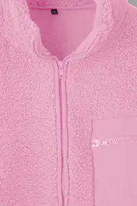 Trendyol Curve Winter Essentials Pink Thick Fleece Zippered Dog collar with pocket Knitting Sweatshirt - Image 4