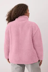 Trendyol Curve Winter Essentials Pink Thick Fleece Zippered Dog collar with pocket Knitting Sweatshirt - Image 5