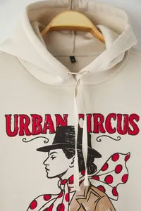 Trendyol Curve Stone Oversized/Wide Pattern Hooded Printed Plus Size Sweatshirt with Fleece Inside - Image 6