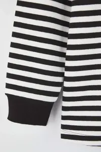 Trendyol Curve Black Striped Polo Shirt Collar Thick Oversized Knitting Plus Size Sweatshirt - Image 7