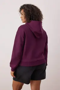 Trendyol Curve Purple Regular Fit Draped Material Front Zippered Plus Size Sweatshirt - Image 4