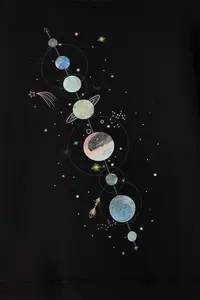Trendyol Curve Black Back Galaxy Printed Oversized/Wide Pattern Inside Fleece Plus Size Sweatshirt - Image 6