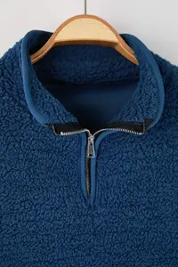 Trendyol Curve Indigo Piping Detailed Dog collar Plush Soft Plus Size Sweatshirt - Image 6