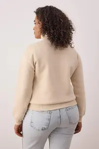 Trendyol Curve Stone Teddy Bear Embroidered Zippered Collar Plus Size Sweatshirt - Image 4