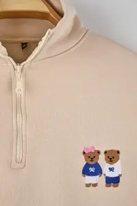 Trendyol Curve Stone Teddy Bear Embroidered Zippered Collar Plus Size Sweatshirt - Image 6