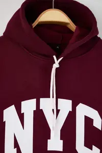 Trendyol Curve Burgundy College Themed Hooded Plus Size Sweatshirt - Image 6
