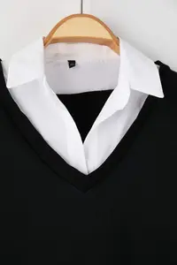 Trendyol Curve Black Collar Shirt Detailed Plus Size Sweatshirt - Image 3