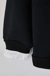 Trendyol Curve Black Collar Shirt Detailed Plus Size Sweatshirt - Image 4