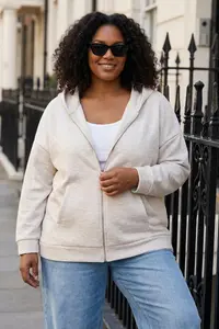 Trendyol Curve Wardrobe Essentials Beige Melange Hooded Knitting Sweatshirt