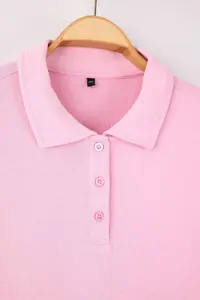 Trendyol Curve Pink Polo Shirt Collar Sleeves Striped Plus Size Sweatshirt - Image 5