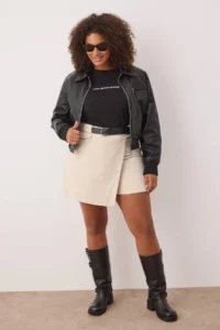 Trendyol Curve Stone Arched Bowl Winter Mini Weaving Shorts Skirt