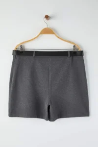 Trendyol Curve Gray Arched Bowl Winter Mini Weaving Shorts Skirt - Image 8