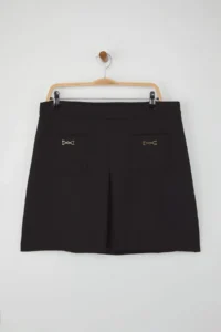 Trendyol Curve Black with pocket Accessory Detailed Mini Weaving Plus Size Skirt - Image 6
