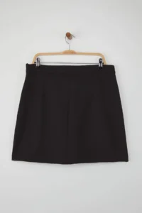 Trendyol Curve Black with pocket Accessory Detailed Mini Weaving Plus Size Skirt - Image 8