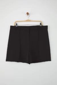 Trendyol Curve Black ribbed Plus Size Short Weaving Shorts - Image 5
