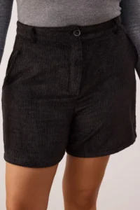 Trendyol Curve Black Ribbed Velvet Weaving Plus Size Shorts - Image 3