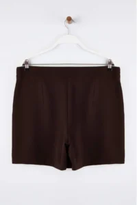 Trendyol Curve Brown Gold Accessory Detailed Mini Plus Size Shorts Skirt - Image 10