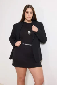 Trendyol Curve Black Arched Mini Plus Size Weaving Shorts Skirt Shorts & Bermuda - Image 2