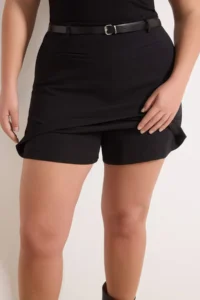 Trendyol Curve Black Arched Mini Plus Size Weaving Shorts Skirt Shorts & Bermuda - Image 3