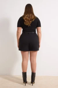 Trendyol Curve Black Arched Mini Plus Size Weaving Shorts Skirt Shorts & Bermuda - Image 4