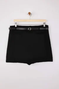 Trendyol Curve Black Arched Mini Plus Size Weaving Shorts Skirt Shorts & Bermuda - Image 5
