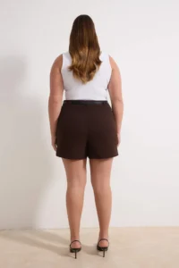 Trendyol Curve Brown Arched Mini Plus Size Weaving Shorts Skirt Shorts & Bermuda - Image 4