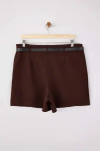 Trendyol Curve Brown Arched Mini Plus Size Weaving Shorts Skirt Shorts & Bermuda - Image 7